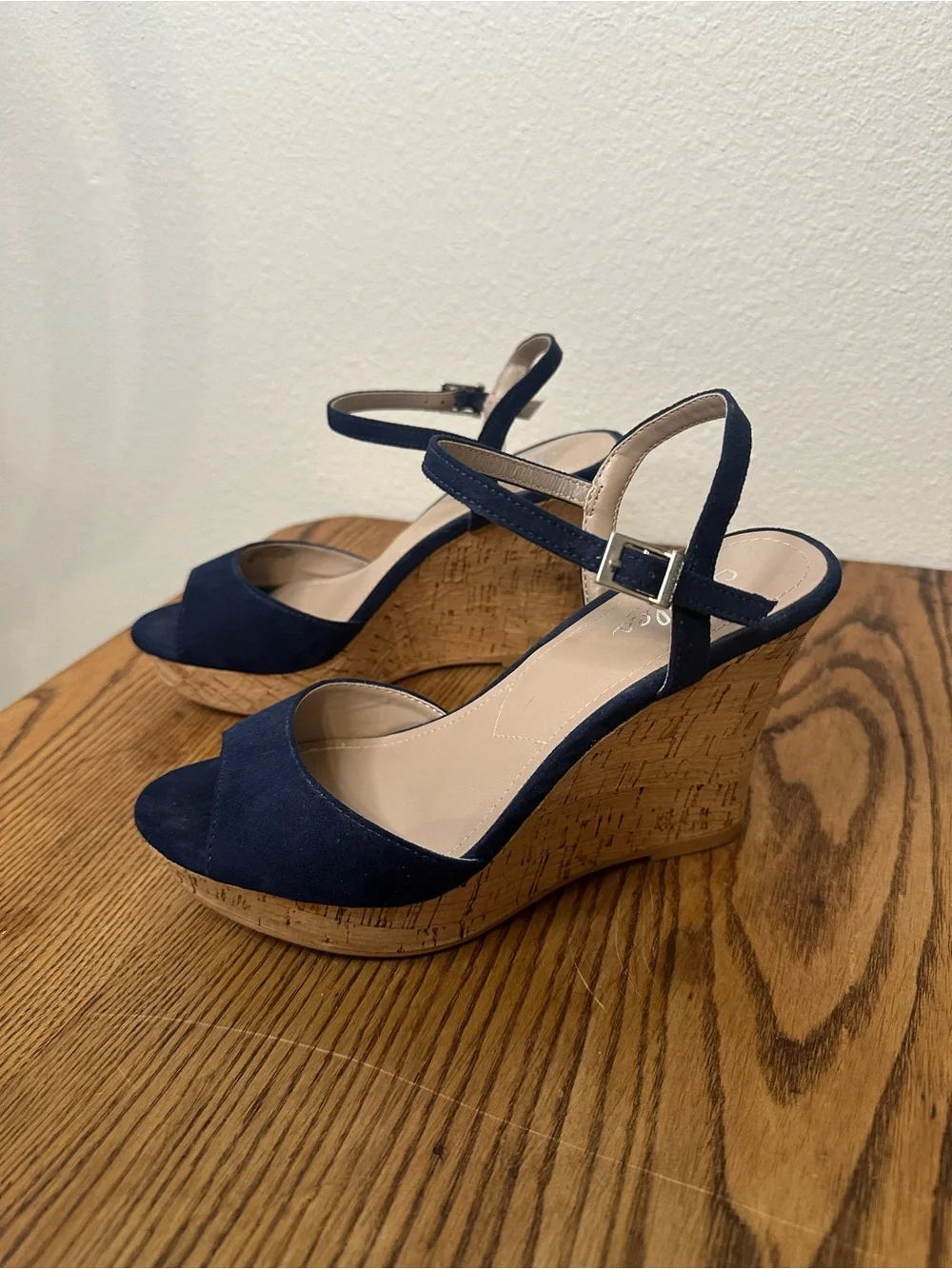 Charles by Charles David Navy Wedge Sandals with Ankle Strap